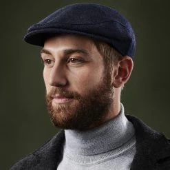 Fawler Casquette Plate Fido Eddye En Laine Bleue -Montres Magasin ste megashoot hats 17218 17